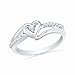Sterling Silver Round Diamond Heart Promise Ring (1/10 cttw)