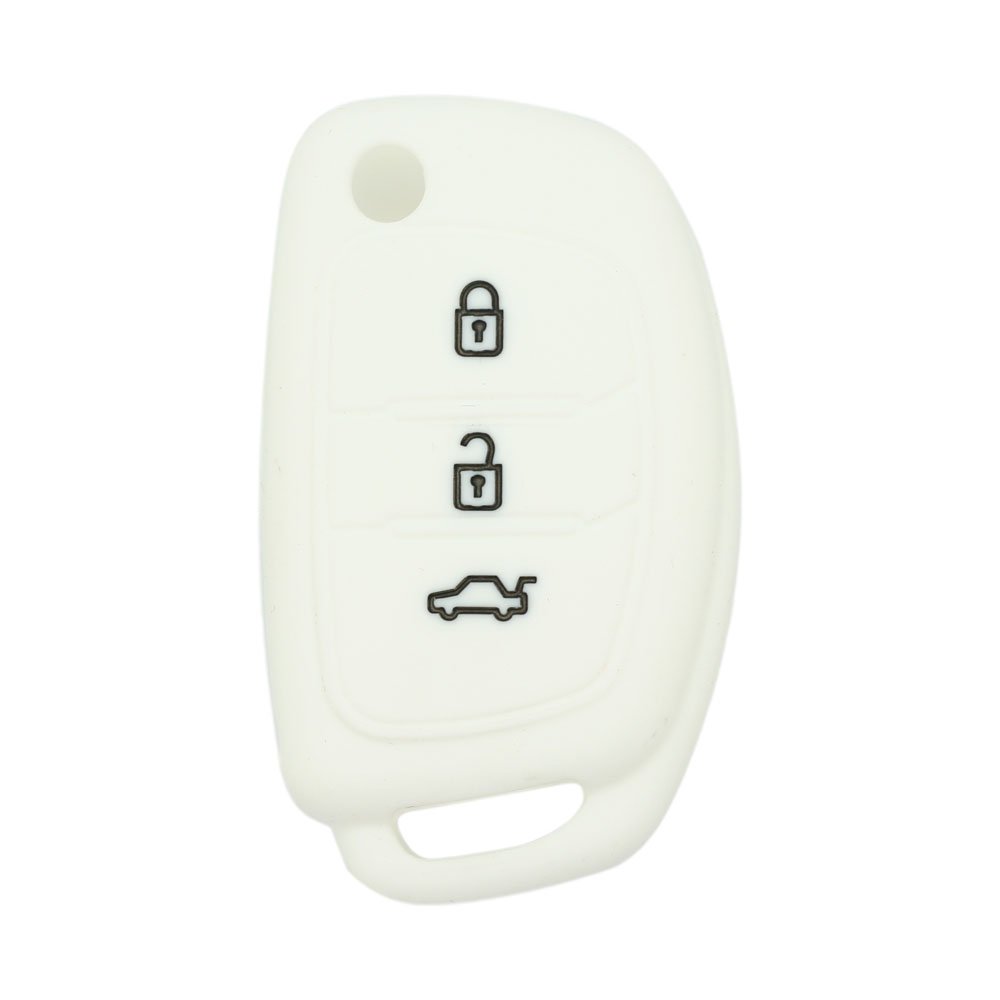 BROVACS Silicone Cover Protector Case Holder Skin Jacket Compatible with HYUNDAI 3 Button Flip Remote Key Fob CV9102 White