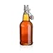 12 Pack - 16 Ounce Grolsch Bottles with Easy Cap Flip Top Caps for Brewing Beer, Kombucha, Kefir, Water, Thick High-Grade Glass, Resealable, Clear, by California Home Goods