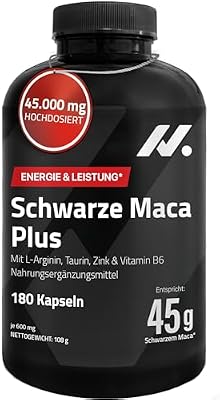 Black Maca Schwarz Kapseln Hochdosiert 45.000 mg Äq. mit L-Arginin, 180 St.