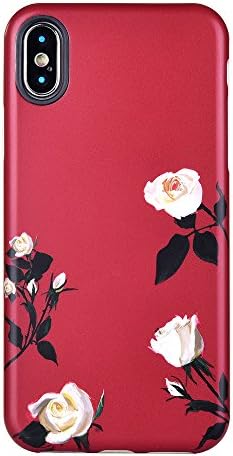 iPhone X Case, KIMICO Girls Floral Series design[Shockproof][Supports Wireless Charging][Slim Fit][Anti-Scratch/Anti-fingerprints] Flexible TPU Gel Protective Cover (Rose Painting)