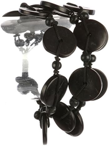 Parisian Chic Bracelet Interlinked Natural Stone Multi Strand Woodden Bead Knotted Yarn Black