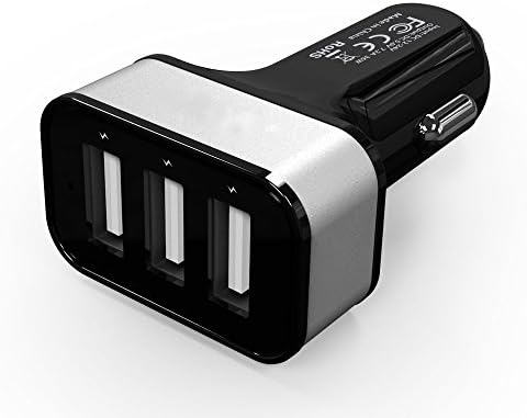 HECHAY 3 USB Multi Ports Car Charger, 36W / 7.2A Fast Car Charger for iPhone 7 - 6s - Plus, iPad Air / Pro / mini, Samsung Galaxy and More - Silver