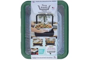 Fancy Panz Classic Pan, Dress Up & Protect Your Foil Pan, Made in USA, Fits Half Size Foil Pans. Hot or Cold Food. Stackable for easy travel. (Green)