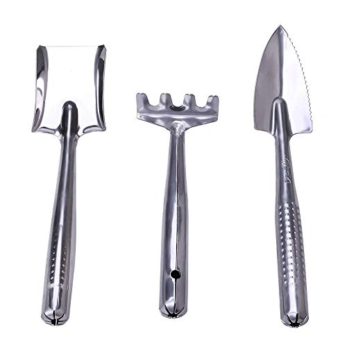 Faylop 3pcs Mini Garden Hand Tool Set Stainless Steel Indoor Fairy Care Bonsai Kit for Houseplant Succulent Plant Suspended Flowerpot