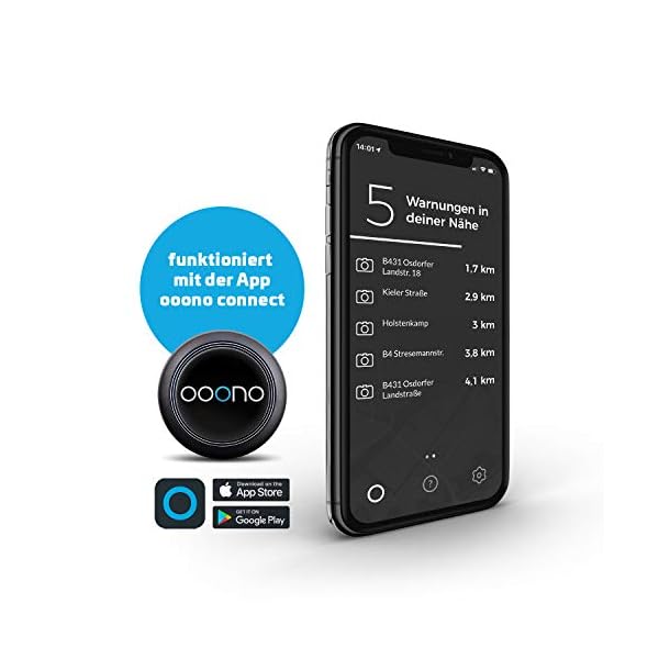 OOONO CO-DRIVER NO1: Warnt vor Blitzern und Gefahren im Straßenverkehr in Echtzeit, automatisch aktiv nach Verbindung zum Smartphone über Bluetooth, Daten von Blitzer.de – Bild 4