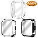 Falandi 3 Packs Screen Protector Case Compatible for Fitbit Versa, Ultra Slim Soft Full Cover Case for Fitbit Versa Face Cover Silver Black Clear (Classical 3-Pack)