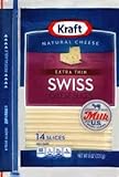 KRAFT NATURAL CHEESE SWISS EXTRA THIN BIG SLICES 8 OZ PACK OF 3