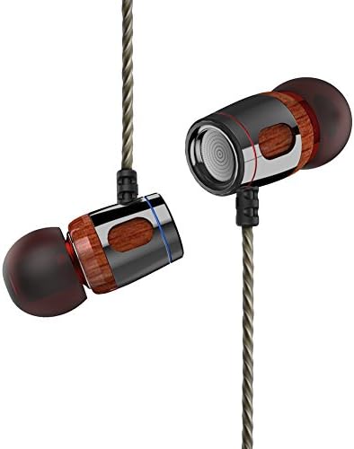 Bearshifu In-ear Wood Headphones, Earphones with High Fidelity Sound, HiFi Music Metal DJ Stereo Sport Headset (Rosewood)