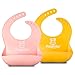 PandaEar Set of 2 Cute Silicone Bibs for Babies & Toddlers (10-72 Months) Waterproof, Soft, Unisex - Pink/Yellow