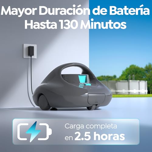 TALOSBO Pleco Se Pool Robot, 130 Mins of Powerful Cleaning, Fast Charging in 2.5 h, Double Traction Motors, Ideal for Above Ground Pools with Flat Bottom up to 85 m²