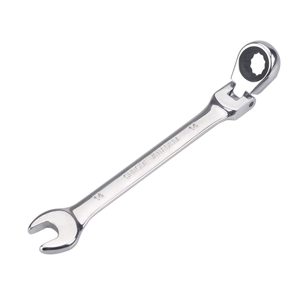 通用 FLZOSPER 14mm Metric Flex-Head Gear Wrench,Box End Head 72-Tooth Ratcheting Combination Wrench Spanner