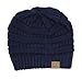 Unisex Trendy Warm Chunky Soft Stretch Cable Knit Slouchy Beanie Skully Navy one Size fits All