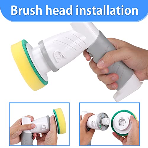 Electric Spin Scrubber, Cordless Power Scrubber Cleaning Brush with 5 Replaceable Heads, 420RPM Long Lasting Bathroom Rechargeable Scrub Brush, Portable Household Cleaning Tool for Kitchen Tile Tub