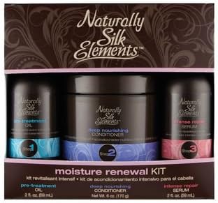 Naturally Silk Elements Moisture Renewal Kit with a FREE Mini Net Bath Sponge! - Deep Moisturizing Kit is excellent for Wavy/Curly/Kinky Hair Textures.
