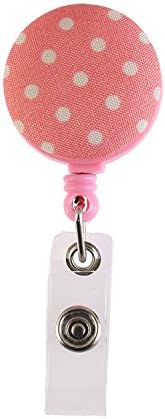 Fashion Pink Floral Spots Design,24 inch Retractable Cord,Badge Reel Clip Cute Name/ID Badge Holder For Office Employee,Doctor,Teacher,Nurse And Exhibition