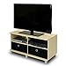 Furinno Entertainment Center w/2 Bin Drawers, Steam Beech/Black
