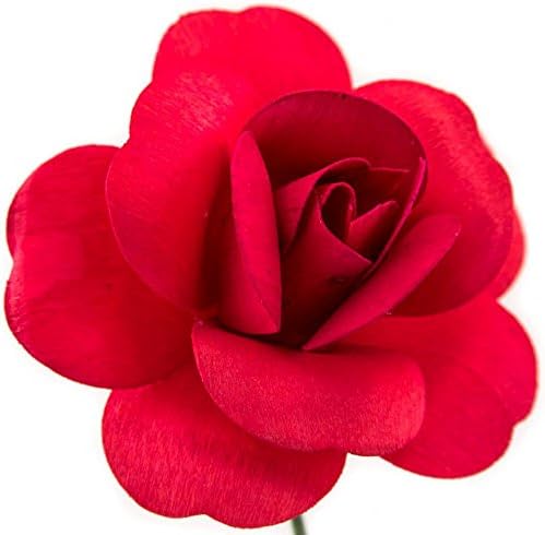 6 Red Full Open Bud Wooden Roses for Crafts Custom Bouquets and Other DIY Projects. 10 Colors to Choose from.