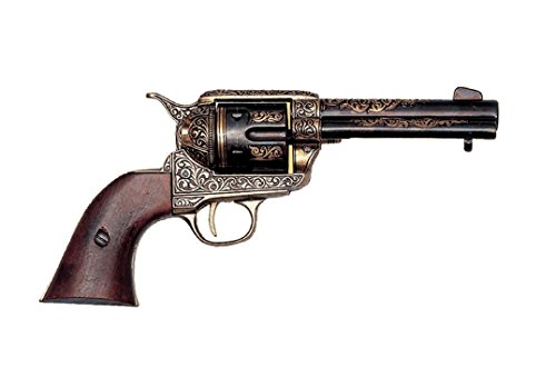 Denix 1873 engraved army revolver, gold finish - non-fi…