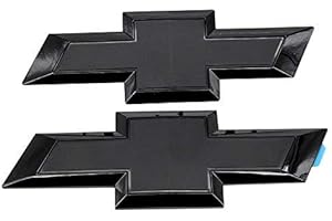 YULBEN Guzetop Front & Tailgate Bowtie Emblem for 2016-2018 Chevy GM Silverado 1500 (Black)