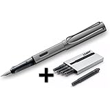 Lamy AL-Star Fountain Pen (26M) Graphite &amp; 5 Black Ink Cartridges