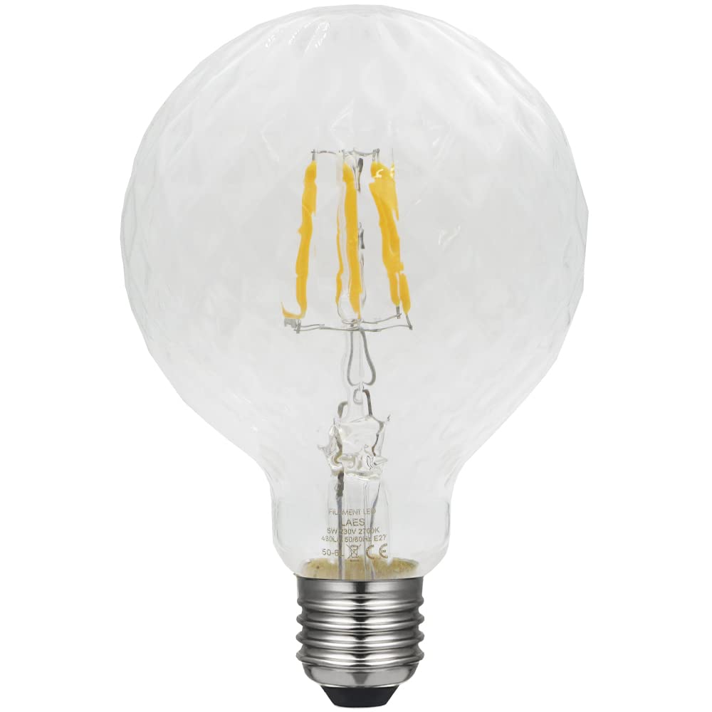 LAES 985467 Bulb Globe Diamond Soft LED Filament E27, 5 W, 95 x 138 mm