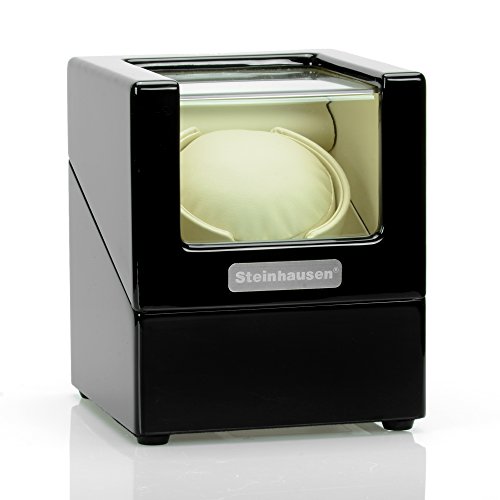 Steinhausen Heritage SW1802 Single Watch Winder with Ultra Quiet Motor and Multiple Modes (Onyx)