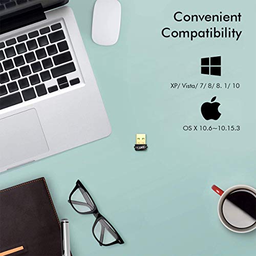 Mini USB WiFi Adapter 650Mbps Wireless Network Adapter for Desktop PC Laptop MacBook, WiFi Dongle Nano Size Portable Lanyard Design Compatible with Windows 10/7/8/8.1/XP/Vista Mac OS X 10.6-10.15.3