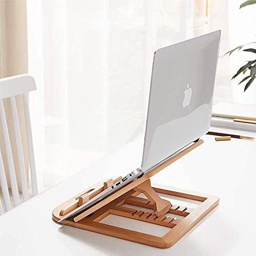 Wood Laptop Stand, Adjustable Laptop Stand for Desk, MacBook pro Computer Stands Compatible with