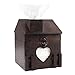ZOHUMI Square Tissue Box Cover, Black Wood Toilet Tissue Box Holder, Decorative Chimney House Roll Paper Dispenser (Brown 1)