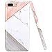 JAHOLAN Geometric Pink White Marble Design Clear Bumper TPU Soft Rubber Silicone Phone Case Compatible with iPhone 7 Plus/8 Plus/6 Plus/6S Plus
