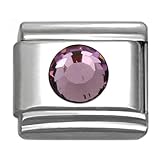Italian Charms Round Birthstone by Month 9 mm Stainless Steel Bracelet Link (June)