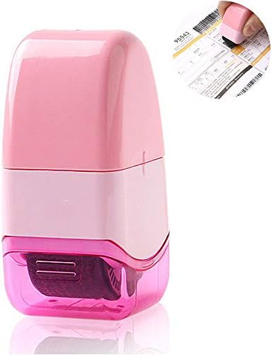 ID Protection Roller Stamp, lesgos Wide Identity Theft Protection Stamp Guard Your Private Information Kit (Pink)