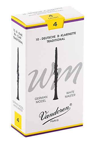 Vandoren CR164T Bb Clarinet White Master Traditional Reeds Strength 4; Box of 10