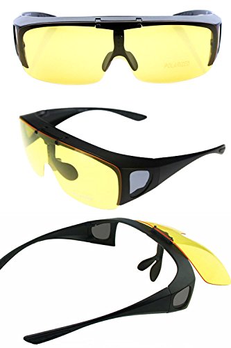 Agstum Fit Over Eyeglasses Polarized Night Driving Flip up Sunglasses Goggles