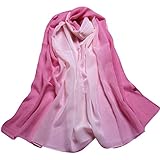 Womens Large Silk Chiffon Scarf Gradient Colorful