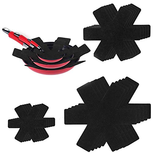 flintronic Pot and Pan Dividers, Set of 15 and 3 Different Sizes(38/30/20CM) Separators, Pans Separator Protector for Separating Pots and Pans, Thicken, Black