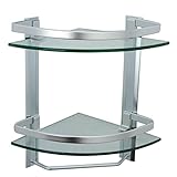 KES Bathroom 2-Tier Corner Glass Shelf with Wide Rail and Towel Bar Hanger Aluminum Frame and 8 MM Extra Thick Tempered Glass Shower Shelving Caddy Triangular Contemporary Style Wall Mount, A4123B (Kitchen)