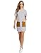 ROMWE Women's Striped Leather Pocket Short Sleeve Shift Dress