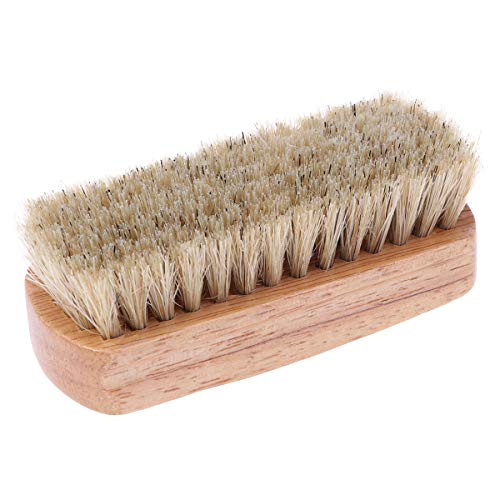Boot Brush Cleaner Shine Shoe Pig Bristles Brush with Wood Handle Tinksky Cleaning Brush (Beige)