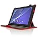 iGadgitz Premium Executive Red PU Leather Case Cover for Sony Xperia Z4 Tablet SGP712 SGP771 with Multi-Angle Viewing Stand + Auto Sleep Wake + Hand Strap + Screen Protector