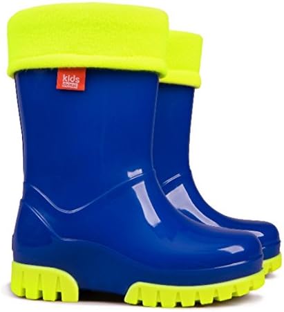 Kids Boys Girls Wellies Wellington Boots Rainy Snow Fluo Neon Thermal Liner