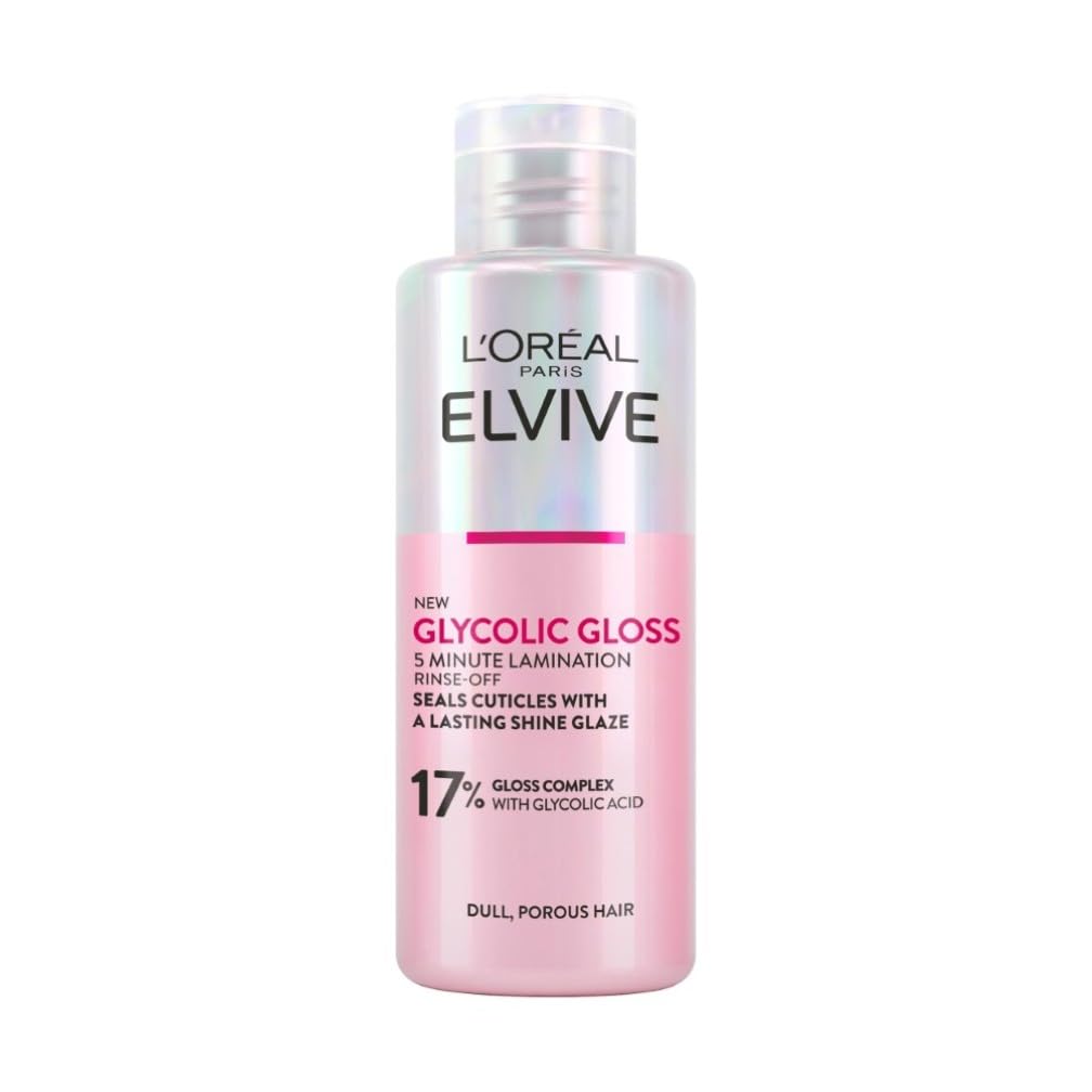 L'Oreal Paris Elvive Glycolic Gloss 5 Min Lamination Treatment, with 17% Glycolic Complex & Glycolic Acid, Instantly Transforms Dull Hair for Long-lasting Shine & Smoothness, 200ml