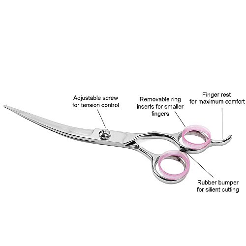 Professional Pet Dog Grooming 7 Inch Scissors Set Straight&Curved&Thinning Shears Ki - Thumbnail 2