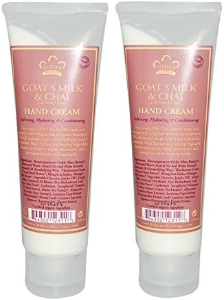 Nubian Goat's Milk and Chai Hand Cream (Pack of 2) With Rose Extract and Mango Seed Butter, 4 fl. oz. Each