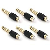 VCE 6-Pack 6.35mm Mono Plug Male to RCA Female Audio Adapter