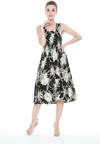 Tropical Group Women's Hawaiian Tank Elastic Luau Dress Waterlily Indigo