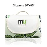 MIU COLOR Outdoor Picnic Blanket 3 Layers Thickened Extra Large 80″x60″ Waterproof Picnic Mat Ground Cover – Multipurpose Outdoor/Indoor Blanket for Beach, Camping, Hiking, Festival, Park