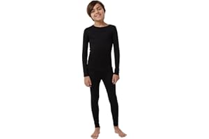 32 Degrees Kids Baselayer Top Pant Set, Black, Medium