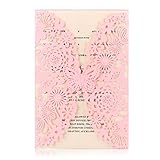 BingGoGo 30x Pearl Paper Laser Cut Invitations , For Baby Shower, Wedding, Mother's Day ,Brides Bridal Shower, Graduation Celebration, Birthday, Party Invitation,Thank You Cards (Pink)